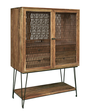 2-Door Bar Cabinet with Storage Drawers Natural with Rich Brown finish P301673 Pulaski Furniture