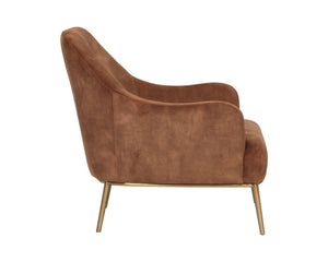 Sunpan Cameron Lounge Chair - Elegant Mid-Century Modern Design with Velvet Finish and Gold Accents Nono Rust