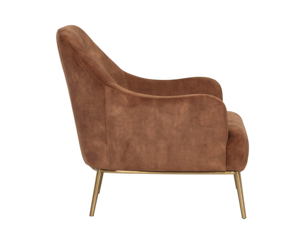 Sunpan Cameron Lounge Chair - Elegant Mid-Century Modern Design with Velvet Finish and Gold Accents Nono Rust