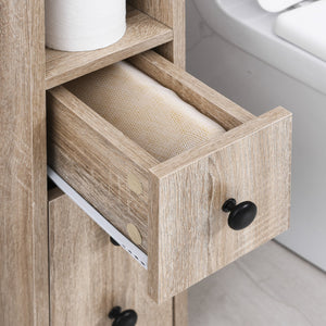 English Elm Kleankin Freestanding Bathroom Cabinet With Versatile Storage, Rolling Wheels & Modern Oak Finish W2225P229314