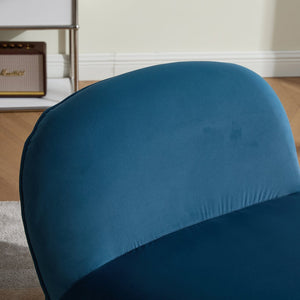 English Elm Swivel Accent Chair Plush Velvet Pumpkin Barrel Silhouette with 360 Degree Metal Base Smoke Blue W3244P392751