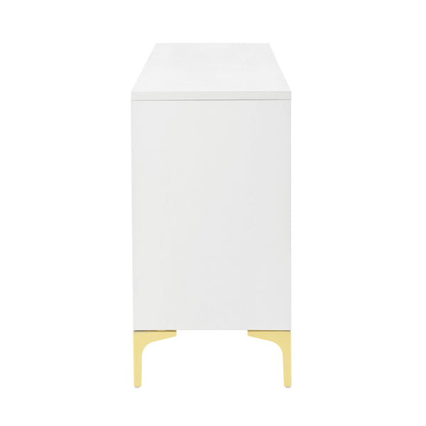 English Elm Buffet Modern White Sideboard Cabinet with Carved Doors, 4 Adjustable Shelves, 220lb Top Load W2696P279968