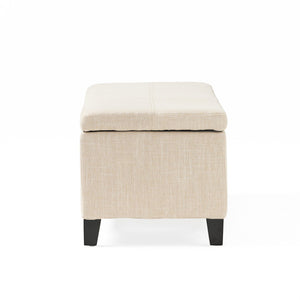 English Elm Upholstered Storage Ottoman with Solid Wood Legs Wide Hinged Bench for Living Rooms N757P414088B
