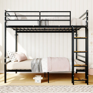 English Elm Bunk Bed Twin Over Heavy Duty Iron Frame with Guardrail for Teens and Adults W3752P464299