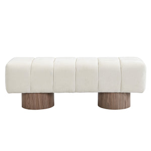 English Elm Christopher Knight Home® - Upholstered Modern Dining Bench with Chenille Fabric, No-Assembly 50" Entryway Seat 300 lb Capacity Beige N779P271404B