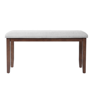 English Elm 6-piece Extendable Wood Dining Set with Linen Upholstered Chairs Bench Seats Eight Cherry N752S000097C