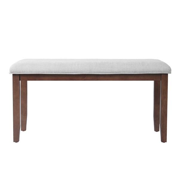 English Elm 6-piece Extendable Wood Dining Set with Linen Upholstered Chairs Bench Seats Eight Cherry N752S000097C