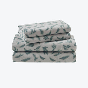 English Elm 4 Pieces King Cotton Flannel Sheet Set - Cozy Pine Branches Print For Luxurious Comfort & Style B035P381344