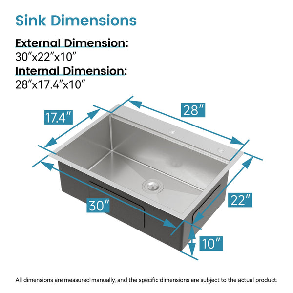 English Elm Stainless Steel Single Bowl Drop-in Kitchen Sink with Cutting Board and Colander T3177P296188