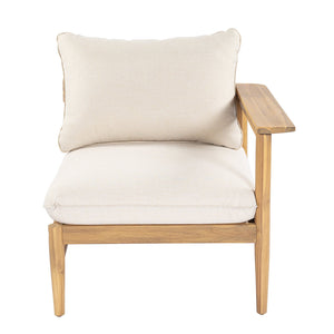 English Elm Terassi Solid Acacia Outdoor Sectional with Teak Finish and Plush Beige Cushions TERASSI L-SHAPE SOFA