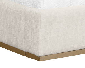 Sunpan Beckham Bed - Modern Tufted Design with Antique Brass Finish and No Box Spring Needed for Comfort King