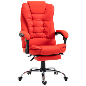 English Elm Homcom High Back Ergonomic Office Chair With Pu Leather, Footrest, Lumbar Support & Padded Comfort W2225P217493