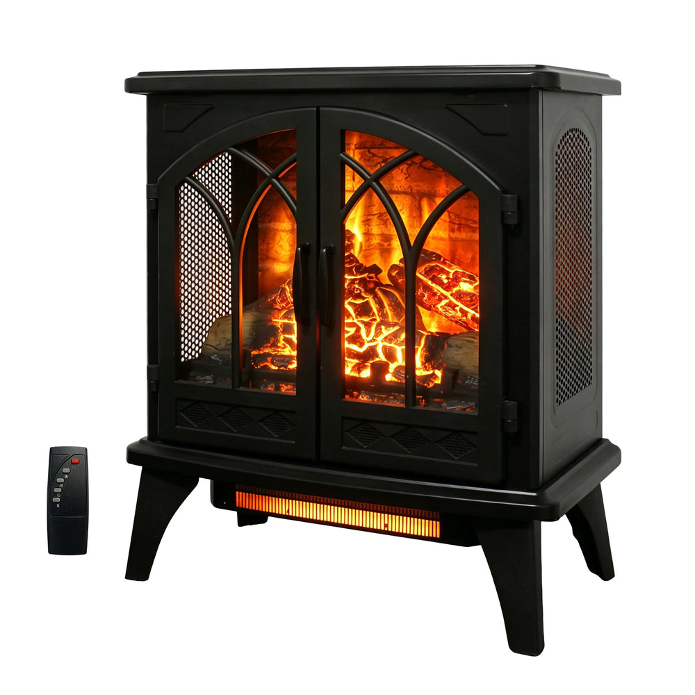 English Elm 24 Inch Infrared Quartz Stove Heater with 3d Flame Effect and Remote Control W1769112700