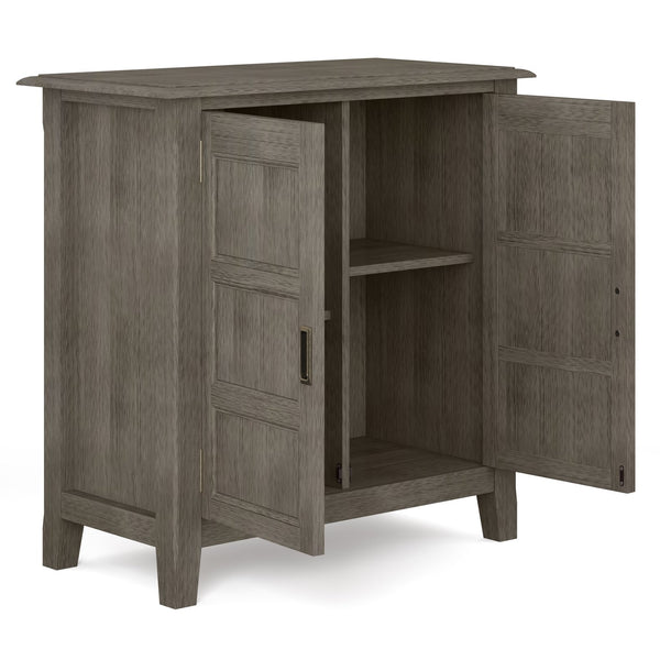 English Elm Burlington Low Storage Cabinet with Handcrafted Solid Wood, Transitional Design, Adjustable Shelves and Anti-Tip Safety Dark Brown B136P158509