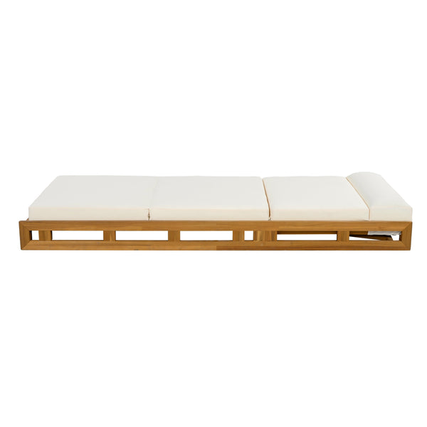 English Elm Christopher Knight Home® - Lounge Chaise Set With Adjustable Headrest - Durable Acacia Wood & Water-Resistant Cushions (Beige) N770P272405T_N770P285267B
