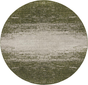 Unique Loom Outdoor Modern Ombre Machine Made Abstract Rug Green, Ivory 10' 8" x 10' 8"