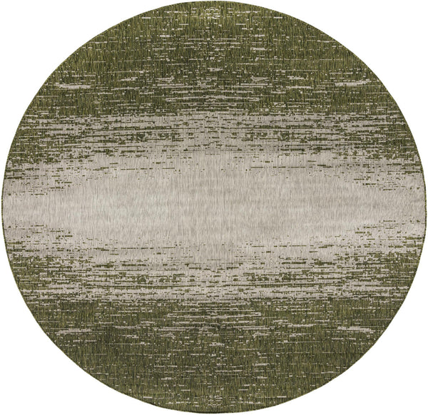 Unique Loom Outdoor Modern Ombre Machine Made Abstract Rug Green, Ivory 10' 8" x 10' 8"