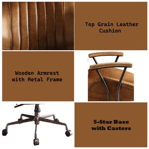 English Elm Hamilton Executive High Back Top Grain Leather Office Chair with Wooden Armrests B2726P248702