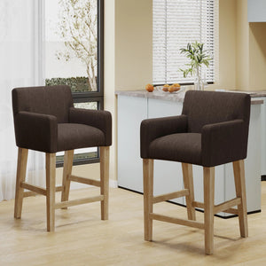 Christopher Knight Home® - Noble House - - Set Of 2 Upholstered 26 Inch Counter Stool - Brown/Weathered Brown