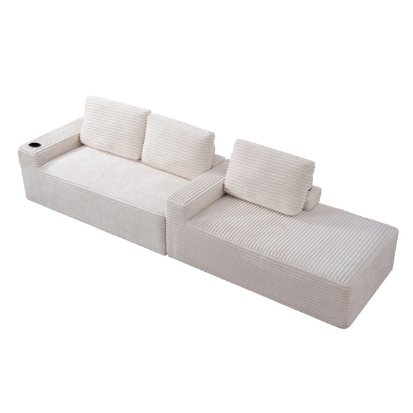 English Elm 104 Inch Corduroy Modular Sectional Sofa Deep Sink Comfort for Living Room Lounge W5515S00026