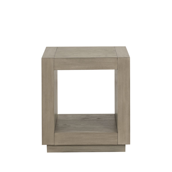 English Elm 1pc Square End Table with Open Bottom Shelf and Plinth Base, Contemporary Natural Finish Accent Piece Natural 31 L x 24 W x 16 H B2741P395384