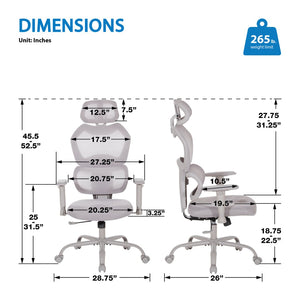 OSP Home Furnishings Ventilated Mesh Office Chair with Lumbar Support Adjustable Headrest and Ergonomic Tilt EM14622HR-2