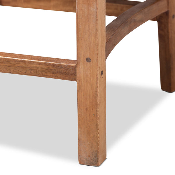 English Elm Modern Woven Rattan Mahogany Wood Counter Stool Bohemian Kitchen Seating B2750P470060