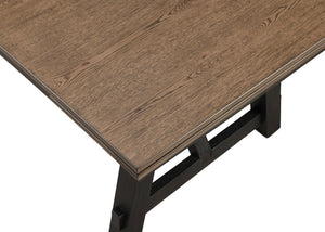 English Elm 6pc Cottage Solid Wood Extendable Dining Set with Upholstered Chairs Bench Trestle Base B011S01671