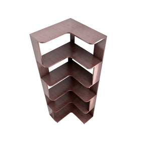 English Elm 6 Tier Freestanding L-Shaped Corner Bookshelf with Anti-Tip, Rounded Corners, 3D Wood Grain Finish Ox Blood Red W2899P372514