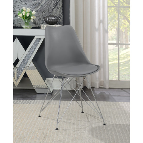 English Elm Set Of 2 Modern Grey Polypropylene Side Chairs With Metal Base For Stylish Dining Comfort B016P223225-GIGA