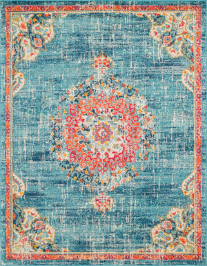 Unique Loom Penrose Alexis Machine Made Medallion Rug Blue, Gray/Ivory/Navy Blue/Orange/Red/Pink 7' 10" x 10' 0"