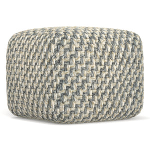 English Elm Beatrix Handwoven Square Pouf Neutral Boho Footrest for Living Room or Bedroom B136P427590