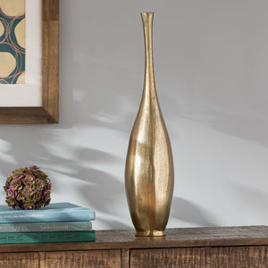 English Elm Christopher Knight Home® - Bottle Vase Antique Brass Aluminum Floor Vase 20" Handcrafted Bottleneck Decor for Modern Homes 71673.00