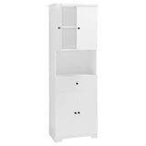 English Elm Tall Bathroom Cabinet With Four Doors, Large Storage Space Open Shelve, Upper Storage Cabinet, White