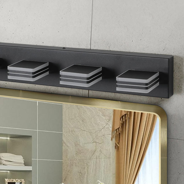 English Elm 45" Modern Black 7-Light Led Vanity Light Fixture - Sleek Acrylic Shades For Flattering Bathroom Illumination W2312P374876