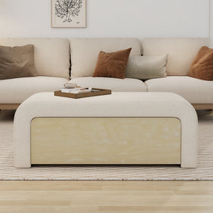 English Elm Christopher Knight Home® - Upholstered Ottoman With Storage Drawer - Chic Boucle Fabric, Solid Wood, Versatile Seating Solution N757P303234W