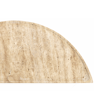 Boyles Travertine Demi-Lune Table with Unique Natural Stone Top & Elegant Forged Iron Base