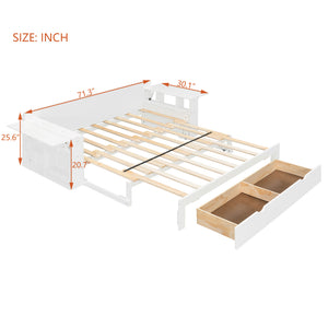 English Elm Queen Daybed with Hydraulic Desk Storage Drawers and Convertible Sofa for Small Spaces White LT000272AAK