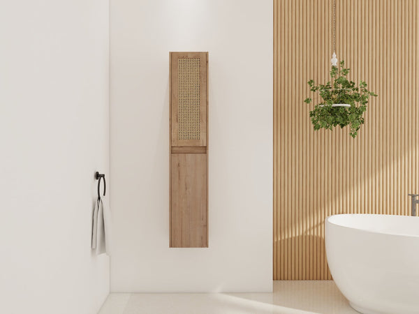 English Elm 12" Bathroom Side Cabinet - Modern Wall-Mounted Design With Soft-Close Doors & Space-Saving Style W999S00340