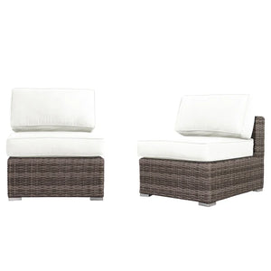English Elm Rattan Grey Mix 2-Person Wicker Seating Set — Deep-Seat Aluminum Frame Chairs, Washable Cushions, Fully Assembled (40x27x29) B120P206067