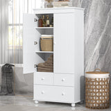 Tall White Storage Cabinet w/ 3 Drawers, Adjustable Shelf, Anti-Tipping, Easy Install