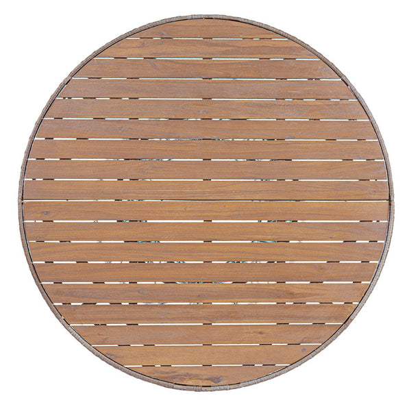 English Elm Durable Outdoor Round Acacia Wood Wicker Dining Table Seats Six Patio Entertainer Brown N770P345268D
