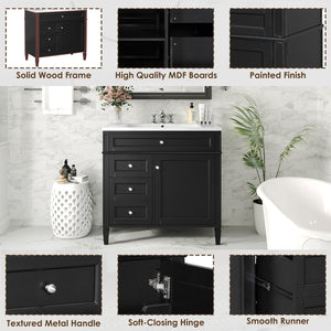 English Elm 36'' Modern Bathroom Vanity With Resin Sink, Storage Cabinet & Tip-Out Drawer For Stylish Organization SW000119AAB-2