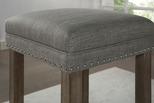 English Elm Transitional Counter Height 3pc Dining Set with USB Charging, Storage Shelves & Padded Seats Gray 69 L x 22 W x 12 H B2741P384393