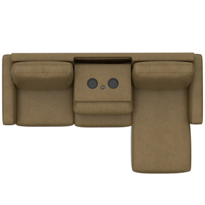 English Elm Wallace & Bay - Brown 2-Piece Sofa with Chaise - Tan Fabric Sectional, Tapered Feet, USB Console & Cup Holders B361P384484