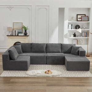 English Elm 106" Cloud Sectional Couch - Modular L-Shape With Right-Facing Chaise, Plush Corduroy, No Assembly! W1143S00022