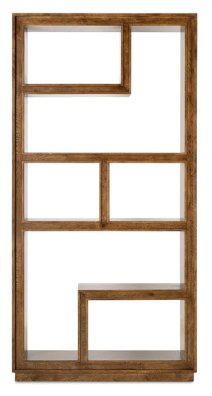 Hooker Furniture Melange Romano Oak and Glass Etagere with Led Lighting for Transitional Living Rooms 16.00L x 45.00W x 90.00H 628-50755-82