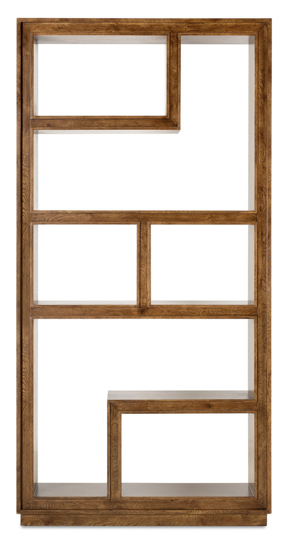 Hooker Furniture Melange Romano Oak and Glass Etagere with Led Lighting for Transitional Living Rooms 16.00L x 45.00W x 90.00H 628-50755-82
