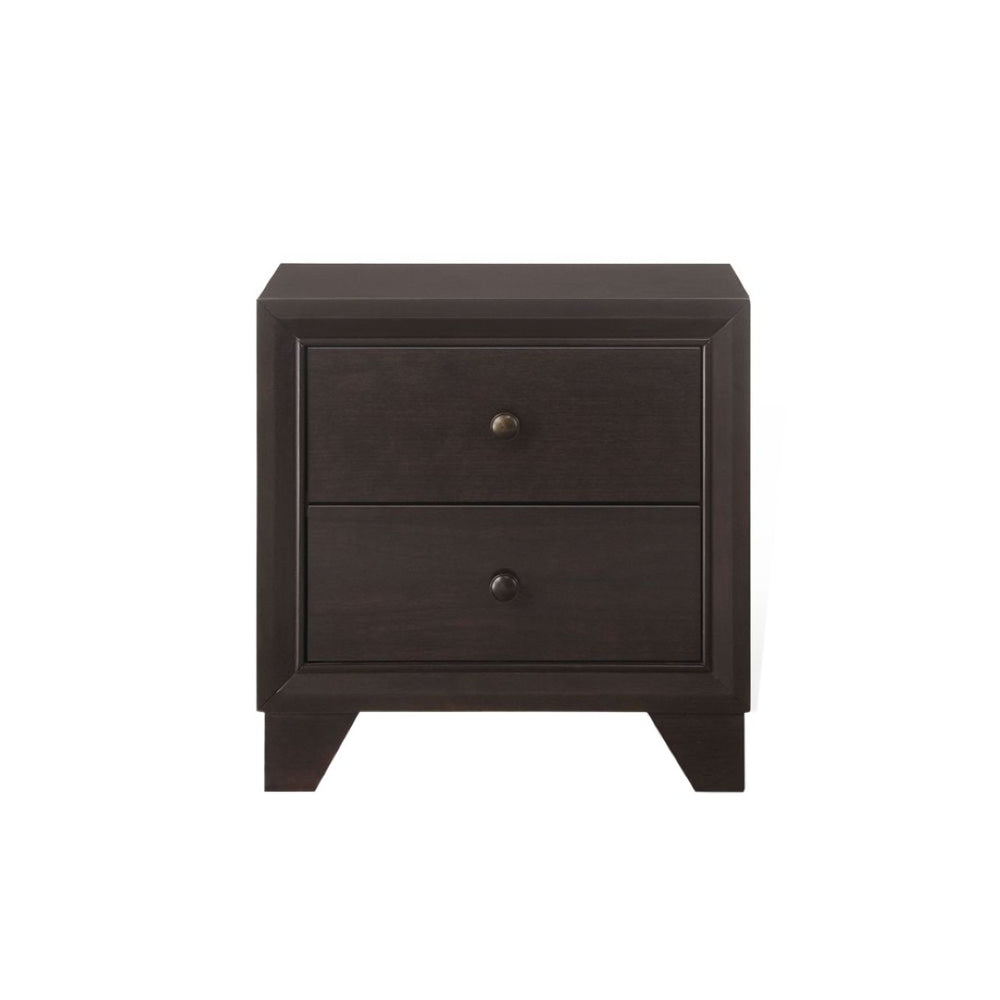 English Elm Wooden Nightstand With 2 Spacious Drawers In Rich Espresso Finish - Timeless Style & Functionality B016P252964-GIGA