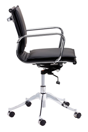 Sunpan Morgan Office Chair - Comfortable Faux Leather Design with Stainless Steel Frame for Modern Workspaces Onyx